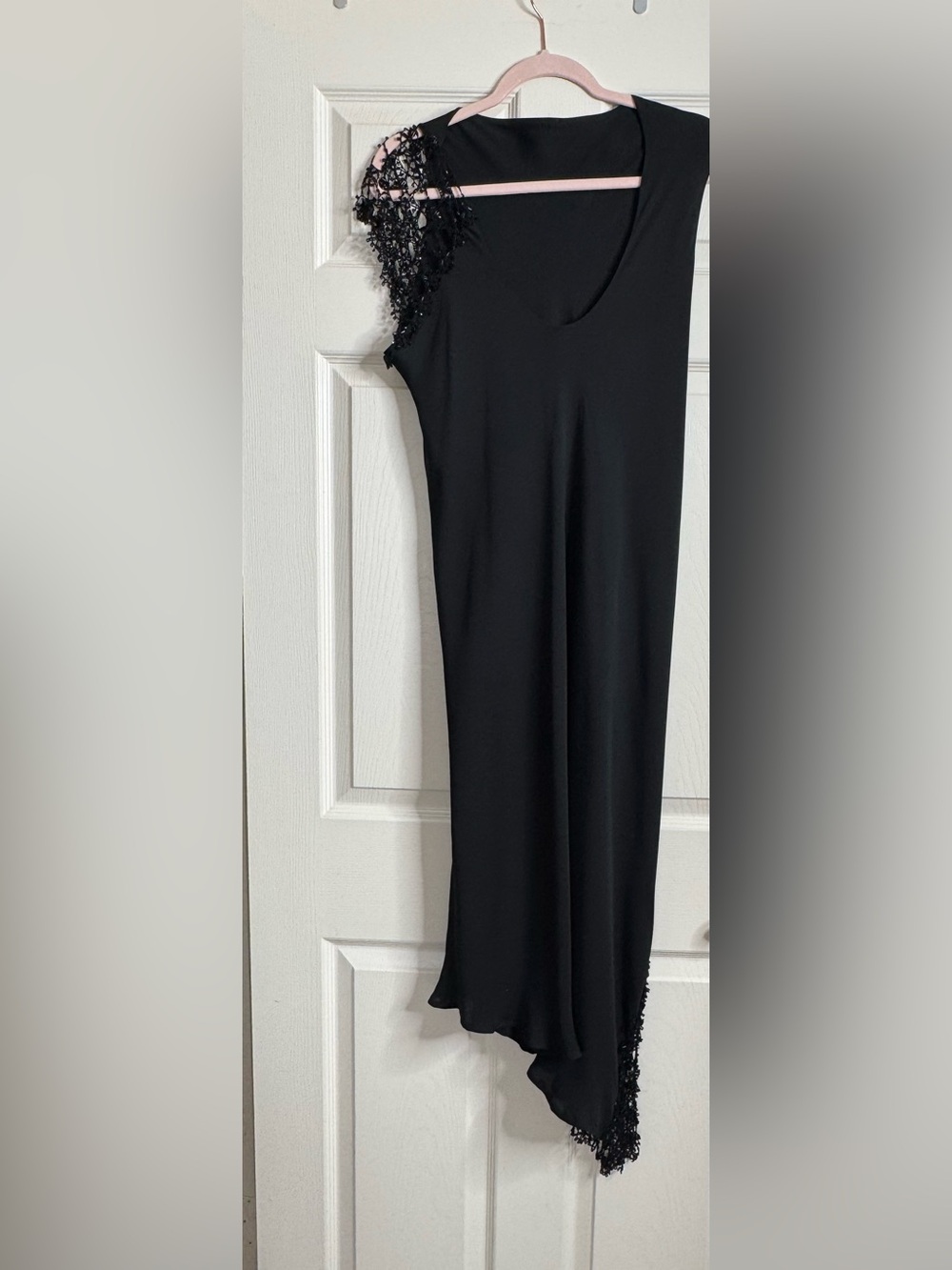 Set of two items.Black Beaded Crochet Fringe Top and double-sided Dress. Size14